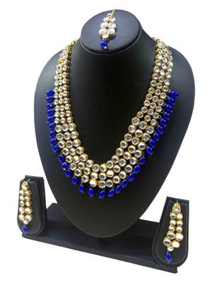 Blue  Heavy Necklace Set with Maang Tika 2