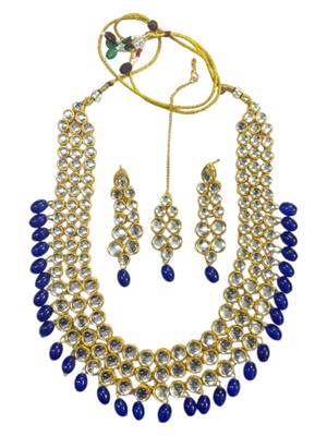 Blue  Heavy Necklace Set with Maang Tika 4