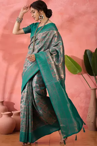Rama woven zari silk blend saree