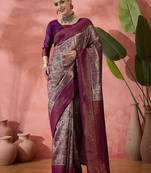 Purple woven jari silk blended saree