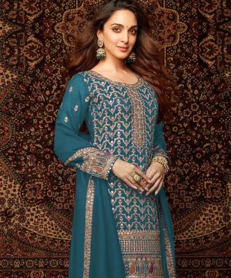 Rama embroidered chinon palazzo style salwar suit 2