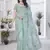 Sea green tissue net sequin multi thread embroidered saree with cut work
