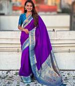 Woven kadiyal paithani lavender art silk saree