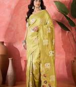 Mustard shimmer art silk woven jacquard saree