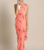 Floral printed zari pure chiffon saree