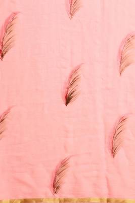 Floral printed zari pure chiffon saree 3