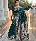 Green banarasi art silk with woven jacquard saree