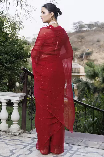 pure chiffon embroidered saree