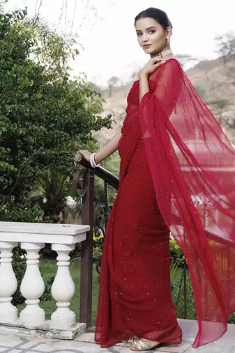 pure chiffon embroidered saree