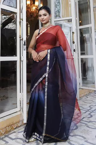 Hand dyed zari kota saree