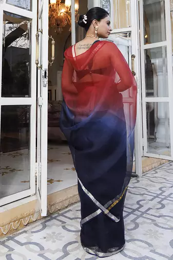 Hand dyed zari kota saree