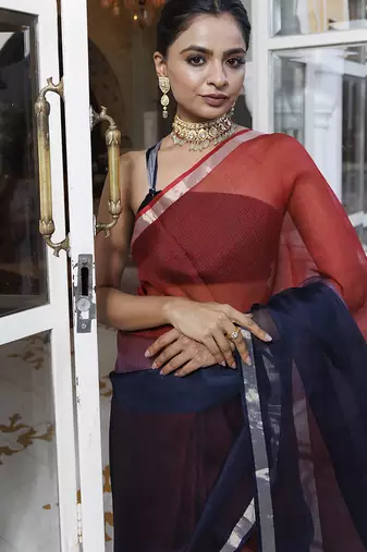 Hand dyed zari kota saree