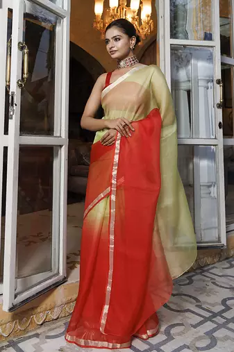 Dyed ombre zari pure kota saree