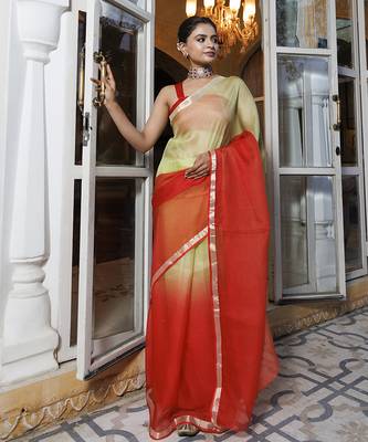 Dyed ombre zari pure kota saree 4