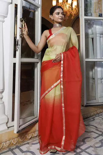 Dyed ombre zari pure kota saree