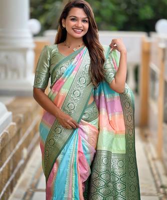 Pista soft art silk blend woven jacquard saree 3