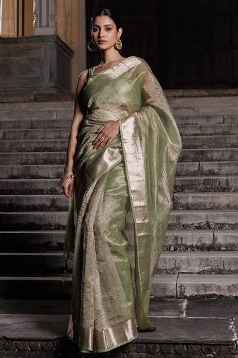Zari woven design tissue banarasi saree