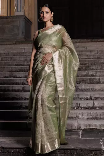Zari woven design tissue banarasi saree