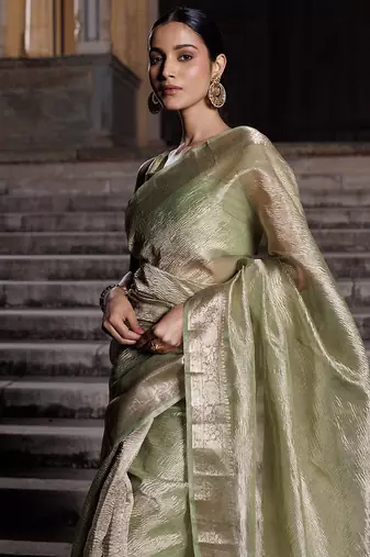 Zari woven design tissue banarasi saree