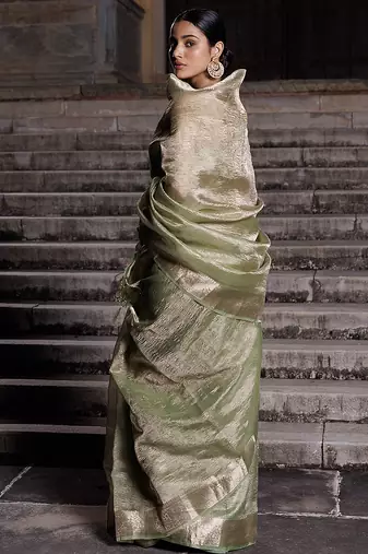 Zari woven design tissue banarasi saree