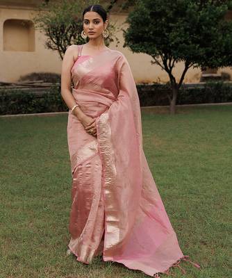 Embellished zari banarasi tissue saree 1