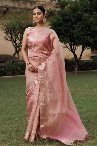Embellished zari banarasi tissue saree