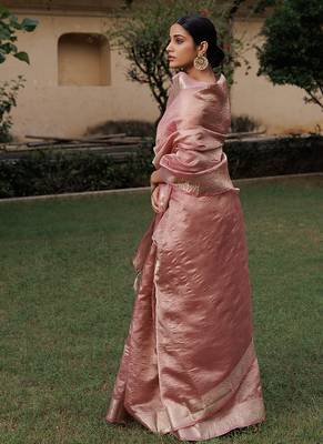 Embellished zari banarasi tissue saree 5