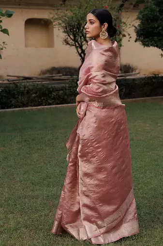 Embellished zari banarasi tissue saree