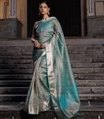 Embellished zari banarasi tissue saree