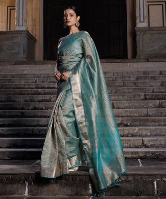 Embellished zari banarasi tissue saree 2