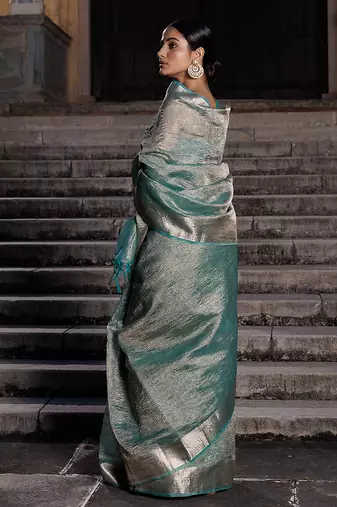 Embellished zari banarasi tissue saree