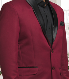 Maroon jacquard plain solid full sleeve blazer for men