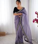 Lavender twill net saree