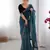 Teal twill net saree