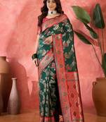 Green art silk woven saree