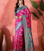 Pink art silk woven saree