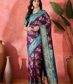 Wine art silk woven saree