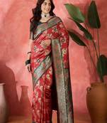 Maroon art silk woven saree
