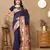 Navy blue paithani art silk woven meenakari saree