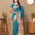 Teal blue paithani art silk woven meenakari saree