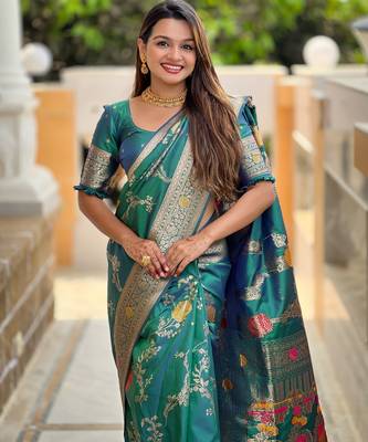 Rama faux banarasi art silk blend woven meenakari saree 3