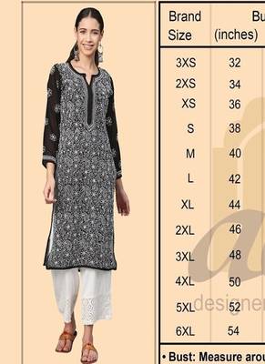 Handmade Blue Georgette Lucknowi Chikankari Straight Women Indian Kurta With Slip 9