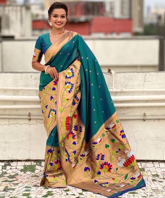 Rama woven meenakari polka paithani art silk blend saree 1