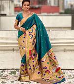 Rama woven meenakari polka paithani art silk saree