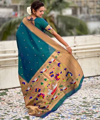 Rama woven meenakari polka paithani art silk blend saree 2