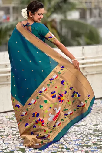 Rama woven meenakari polka paithani art silk blend saree