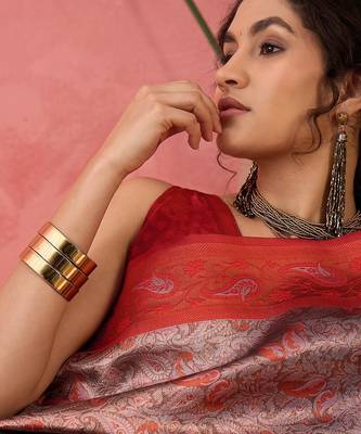 Woven jacquard silk blend brown saree 3