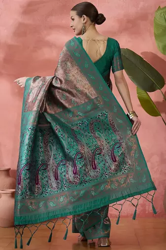 Woven jacquard silk blend rama saree