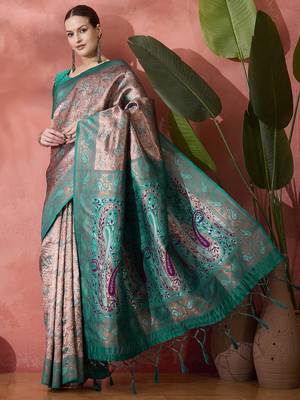 Woven jacquard silk blend rama saree 4
