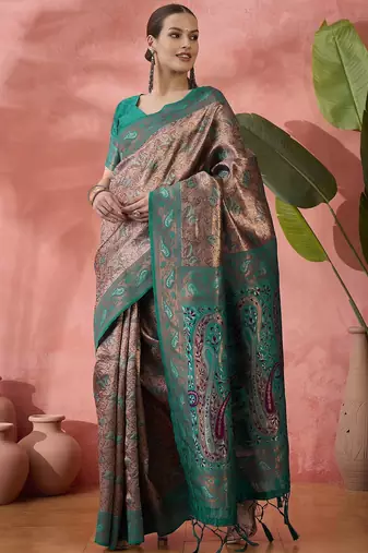 Woven jacquard silk blend rama saree